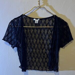 Bozzolo Sheer Black Lace Crop Top